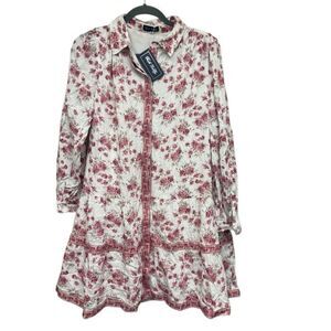 Trish Scully Pink Floral long sleeve mini dress size 4